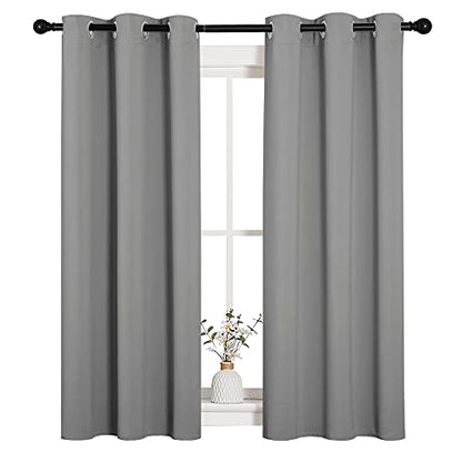 NICETOWN Bedroom Curtains Blackout Drapery Panels, Three Pass Microfiber Thermal Insulated Solid Ring Top Blackout Window Curtains/Drapes (Two Panels, 34 x 54 inches, Silver Grey) - color: Silver Grey, size: 34"W x 54"L (Pack of 2)