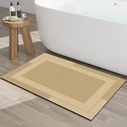 YDKGL Non Slip Bath Mat, Rubber Backing Ultra Thin Bathroom Rugs Fit Under Door Quick Dry Super Absorbent Washable Bath Rug Shower Mat for Bathroom Floor Bathtub Shower Sink, Easy Care Brown 20"x 32" - color: A- Brown, size: 20” x 32“