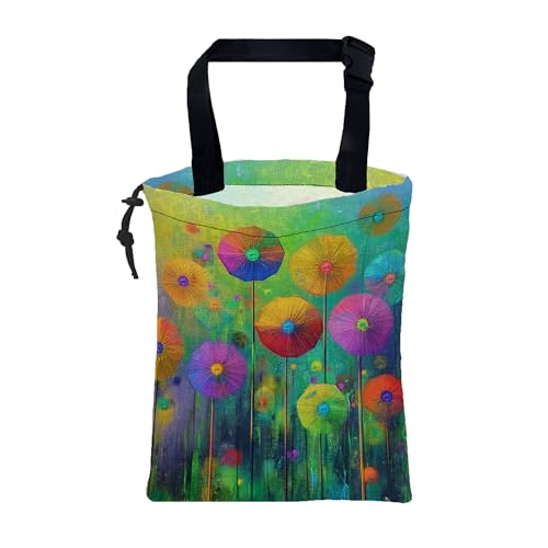 Car Garbage Bag Abstract Colorful Flowers Hanging Canvas Car Trash Bag Drawstring Car Back Seat Organizer for Car Back Front Seat Console with Adjustable Buckle - color: Abstract Colorful Flowers