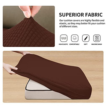 Easy-Going Stretch Individual Loveseat Couch Cushion Cover Sofa Cushion Furniture Protector Sofa slipcover Soft Flexibility with Elastic Bottom (2-piece Loveseat Cushion Cover, Coffee) - color: Coffee, size: 2-piece