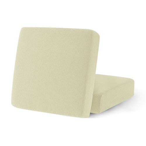 SUBRTEX Stretch Cushion Covers Couch Cushion Slipcovers RV Seat Covers Chair Loveseat Sofa Cushion Protector Spandex Elastic Furniture Protector for Seat(Ivory, 2 Pieces) - color: Ivory, size: 2 pieces