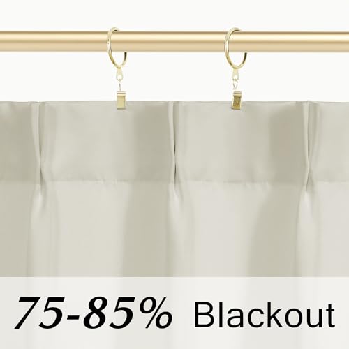 Lino Rosa Small Window Curtains 20 Inch - Pinch Pleat with Gold Clip Rings, Half Curtains for Kitchen, Bathroom & Laundry Room, 24" W x 20" L - color: Cream, size: 24"W x 20"L (Pack of 1)