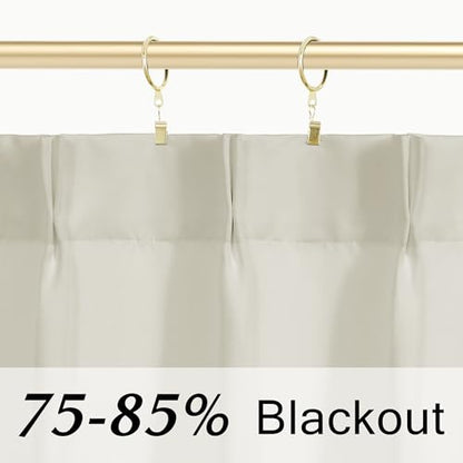 Lino Rosa Small Window Curtains 20 Inch - Pinch Pleat with Gold Clip Rings, Half Curtains for Kitchen, Bathroom & Laundry Room, 24" W x 20" L - color: Cream, size: 24"W x 20"L (Pack of 1)