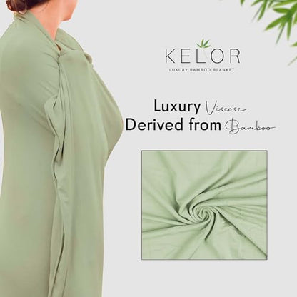 K E L O R Luxury Cooling Travel Blanket - Stretchy, Lightweight Soft & Breathable Shawl Wraps for Women - color: Meadow Green, size: Double-Sided