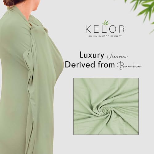 K E L O R Luxury Cooling Travel Blanket - Stretchy, Lightweight Soft & Breathable Shawl Wraps for Women - color: Meadow Green, size: Single-Sided