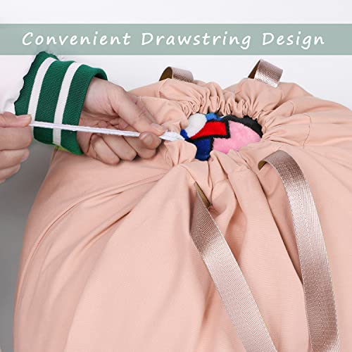 Cotton Canvas Laundry Bag with Handles & Drawstring Straps, Heavy Duty Extra Large Laundry Bags for Laundromat and Household, 25.5x34 Inch, Light Pink - color: Light Pink