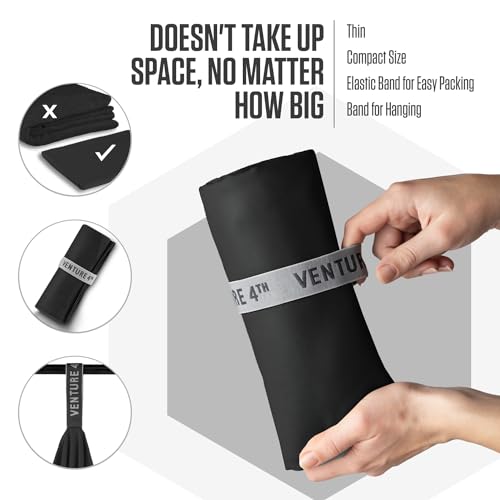 VENTURE 4TH - 4pcs Quick Dry Towels. Microfiber Travel Towels. Lightweight & Fast Drying Travel Towels for Body. Compact & Easy to Pack - 4 Pack Black Large - color: 4-pack Black, size: 60.00" x 31.50"