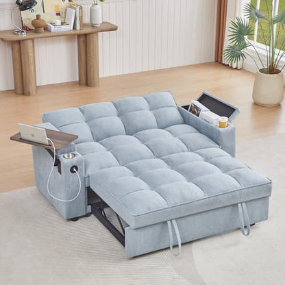 oaaktu 65''Convertible Sleeper Sofa Bed,3-in-1 Pull Out Couch Bed with 360 Degree rotatable Side Table and USB Ports for Living Room,RV (07 Light Grey) - color: 07 Light Grey