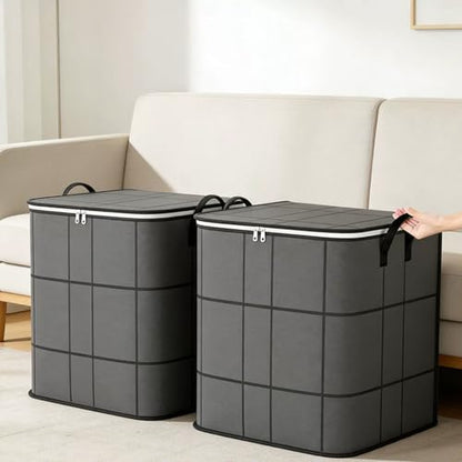 210 L Large Capacity Storage Bags, Waterproof & Dustproof Foldable Closet Organizers, Heavy Duty Moving Bags with Handles & Zippers for Clothes, Comforters, Blankets 1 PCS