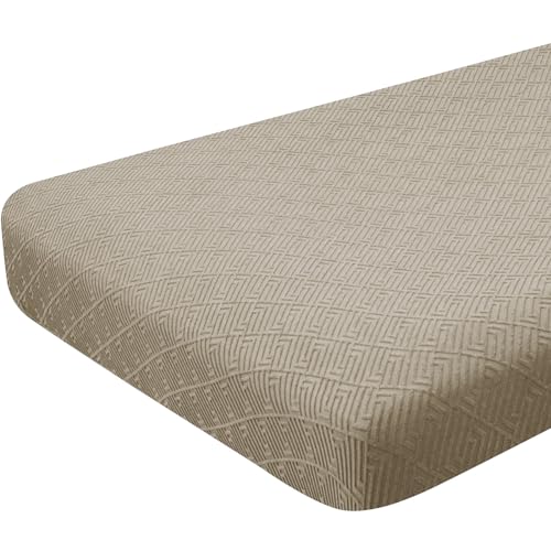 ZNSAYOTX Stretch Cushion Covers Sofa Loveseat Cushion Couch Seat Covers Slipcovers Soft Replacement Unique Pattern Furniture Protector with Elastic Bottom (Khaki, 1 Pc 2-Seat Cushion Cover) - color: Khaki, size: 1 Cushion Loveseat