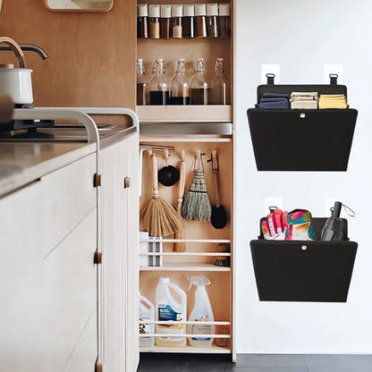 PUGPIU RV Camper Shoe Storage 4 Pack - Foldable Wall Mounted Shoe Rack Organizer - Self-Adhesive Rv Shoe Holder - Space Saving for Camper Essential Home Travel with Deep Pocket Fit 1 Pair Shoes, Black - size: 4