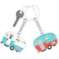 Thinp 2 Pieces Camper Keychain, RV Camper Keyring Accessories for Travel Trailers Enameled Metal Retro Camping Car Keychain - color: Green+red
