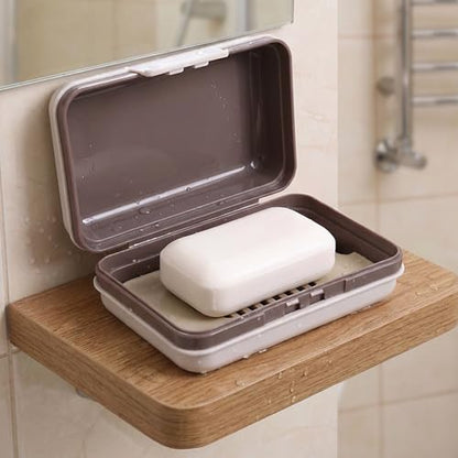 Leakproof Travel Soap Case with Lid and Removable Drain Tray - Portable Bar Soap Holder for Travel, Camping, Gym, Outdoor Use - Fits Most Standard Soaps - Made of Durable PP Plastic - color: Gray