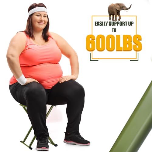 Menkxi 2 Pcs Folding Camping Stool Portable 17.8 Height Stool Lightweight Chair Foldable Camping Seat Hold up to 600 Lbs for Outdoor Walking Hiking Fishing Hunting Travel Gardening, Green