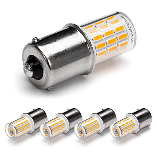 Ziomitus BA15S Led 12V Landscape RV Camper Interior Light Bulbs, P21W 1156 1141 2700k Warm White,DC Bayonet Single Contact Base BA15S Bulbs for Marine Boat Trailer Lights,5 Pack - color: 1156 Warm