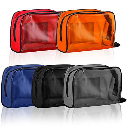Sosation 5 Pcs 5 Colors First Aid Kit Bag Empty Emergency Medical Kit Accessory Pouches Zippered Portable Travel Medicine Bag with Transparent Window for Home Outdoor Car Supplies,8.7 x 3 x 5.1 Inch