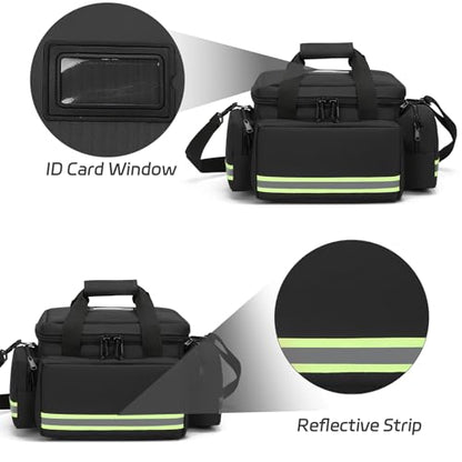Medical Bags Empty First Aid Bag,First Responder Bag,First Aid Kits Organizer with Detachable Dividers,Emergency Bag for Nurses,Home Health Care, EMT - color: Black