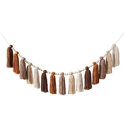 DrCor Boho Terracotta Rainbow Brown Tassel Garland – Classroom Decor for Teachers, Bulletin Board Decorations, Back to School Wall Hanging for Nursery, Kids Room, Baby Shower & Party Decor