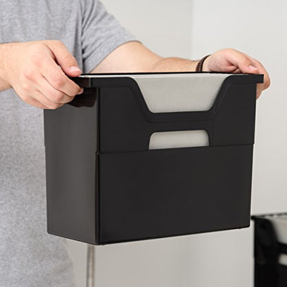 IRIS USA Medium Portable Desktop File Box with Open Lid, 6 Pack, Side Handles, Tabs & Inserts, Hanging File Folders, Letter-Size File Magazine Newspaper Mail Document Notebook, Black - size: 6 - Pack, style: Open Top Bin (M - Black)