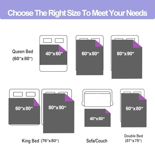 YISURE Waterproof Reversible Blanket for Bed King Size, 90"x80", Stain Proof Leakproof Bed Cover, Washable, Reusable, Protects Beds & Furniture from Spills, Stains & Splashes (Grey/Violet) - color: Grey/Violet, size: 90x80 in