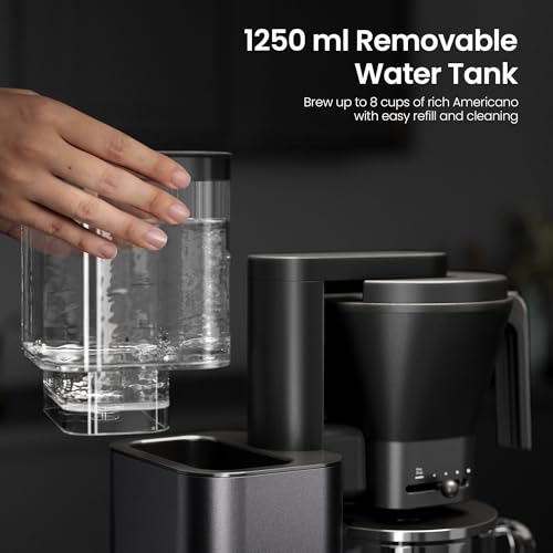 Kismile SCA-Certified 8 Cup Drip Coffee Maker, Pour Over Coffee Machine with 3s Instant Heat 197–205℉, Adjustable Flow Control, Removable Water Tank, Deep Cold Brew & 40 Min Keep Warm (Starry Grey) - color: Starry Gray