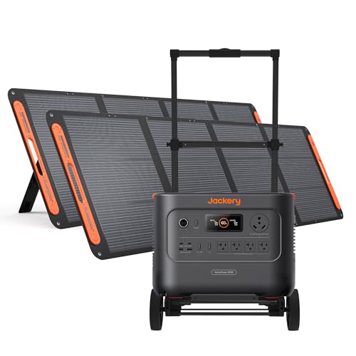 Jackery HomePower 3000 Portable Power Station and Hand Truck with 2x 200W Solar Panels, 3600W (Surge 7200W) Output, 3072Wh LFP Battery Solar Generator for Home Backup, Power Outage, RV, Emergencies - style: HomePower 3000+2x200W+Hand Truck