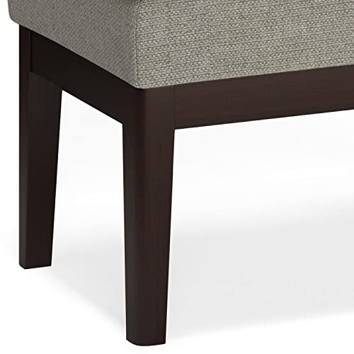 SIMPLIHOME Carlson Small Ottoman Bench - 27 inch Wide Upholstered Woven Fabric Rectangle Ottoman in Greige, Mid Century Modern Bench for Bedroom, Entryway or Living Room with Padded Seat - color: Greige, style: Small Ottoman Bench