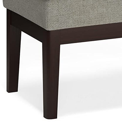 SIMPLIHOME Carlson Small Ottoman Bench - 27 inch Wide Upholstered Woven Fabric Rectangle Ottoman in Greige, Mid Century Modern Bench for Bedroom, Entryway or Living Room with Padded Seat - color: Greige, style: Small Ottoman Bench