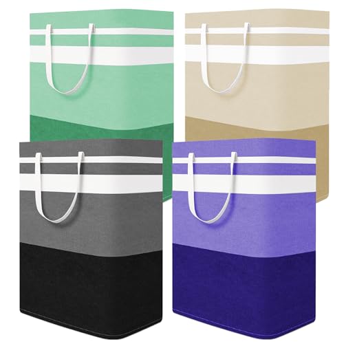 4-Pack Foldable Laundry Basket,Large Laundry Baskets with Handles,Waterproof Laundry Hamper,Collapsible Laundry Hampers for Clothes Organizer 80L (4P Colors) - color: 4P Colors