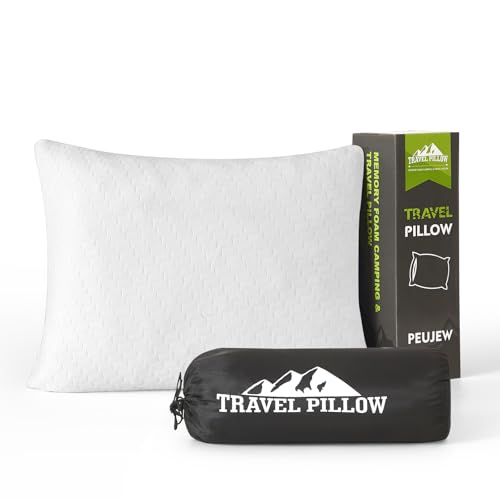 Small Shredded Memory Foam Pillow, Camping Pillow Travel Pillow - Compressible Medium Firm, Breathable Cover, Ideal Backpacking Hiking, Airplane and Car (Off-White, L) - color: Off-white, size: L-23 X 16 Inch