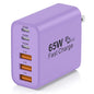 65W USB C Charger Block,6-Port Multi Device Fast Charger PD QC Wall Adapter | GaN technology saves space and reduces heat,ideal for home,office,travel,wide compatibility for iphone & USBC devices（Purple - color: Purple