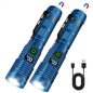 Hoxida Rechargeable Flashlights 2 Pack, 6 Modes Zoomable Powerful Tactical Linternas with LCD Digital Display, Super Bright High Lumens Handheld Magnetic Flashlights for Home Emergencies Camping - color: Blue