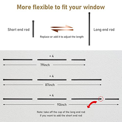 Basic Window Curtain Rods 48 to 72” - 5/8 Inch Small Curtain Rods 2 Pack - Heavy Duty Rustic Drapery Rods with Brackets - Matte Black - size: 48''-72''(2pcs)