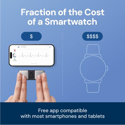 KardiaMobile 1-Lead EKG Monitor, Medical-Grade FDA-Cleared Personal Heart Monitor, Detects Normal, AFib & Arrhythmias, 30 Second Results, Works with Smartphones, Pocket Size, No Subscription Required