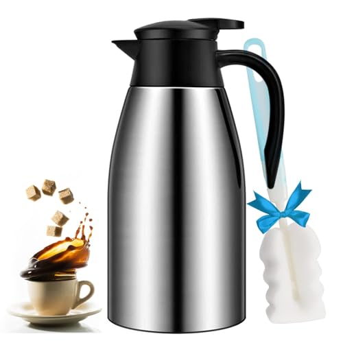 68oz Coffee Carafe Airpot Insulated Coffee Urn Stainless Steel Vacuum Thermal Pot Flask for Coffee, Hot Water, Tea, Hot Beverage - Keep 12 Hours Hot, 24 Hours Cold - color: Silver