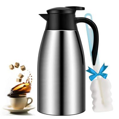 68oz Coffee Carafe Airpot Insulated Coffee Urn Stainless Steel Vacuum Thermal Pot Flask for Coffee, Hot Water, Tea, Hot Beverage - Keep 12 Hours Hot, 24 Hours Cold - color: Silver