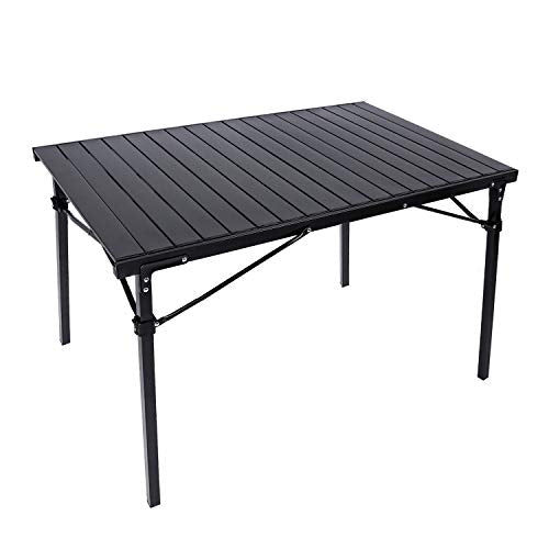 REDCAMP Roll Up Camping Tables that Fold Up, Lightweight Portable Compact Metal Camp Table for Grill Outdoor Picnic, Black Long - size: 42"Lx27.5"Wx27.5"H