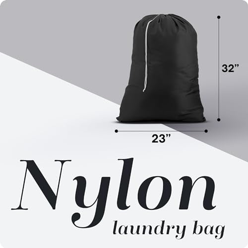 Handy Laundry Laundry Bag – Heavy Duty Nylon, Large Capacity, Locking Drawstring Closure, Machine Washable, Fits Laundry Basket, Travel, Dorm, Camp, Black, 22 x 32 Inches - color: Black, size: 22" x 32"