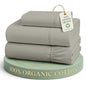 LANE LINEN 100% Organic Cotton Sheets Twin Size, Soft & Comfy Mercerized Fully Elasticized Naturally Temperature Regulating Sustainably Produced Luxury Hotel Quality Cotton Twin Sheet Set- Silver - color: 06: Silver, size: Twin