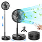 LIPETY Portable Foldable Rechargeable Oscillating Fan - 8" Battery Operated USB C Small Fan Remote, Quiet Table Desk Fan Folding Standing Pedestal Fans for Bedroom Rome Office Camping Travel