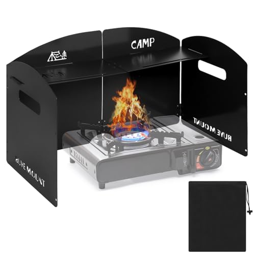 Black Camping Stove Windscreen 4 Plates Steel Camp Stove Windscreen Folding Outdoor Picnic Cooker Stove Wind Screen Windshield with Drawstring Bag for Camping, Hiking, Picnic, Backpacking, Cooking - color: Black