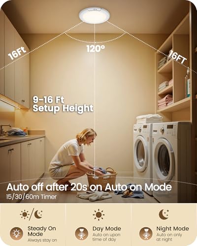 Rechargeable Motion Sensor Ceiling Light with Remote, Wireless Ceiling Light Battery Operated, No Wiring, Magnetic, Dimmable Shower Light, Timer, 3 Color 6000K, Rechargeable Light for Closet Hallway - style: 3 Color Temperatures