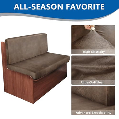 ANARACHON Leather Look RV Dinette Cushion Covers, Stretchable Camper Couch Cushion Covers Washable RV Bench Seat Cover for Travel Trailer Couch (2 Backrest Cover & 2 Bench Cover, 02 Light Brown) - color: 02 Light Brown, size: 2 Sets
