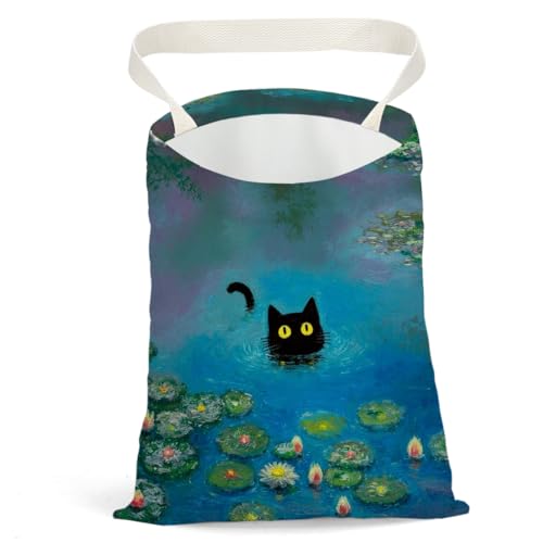 Black Cat Car Trash Bag, Car Trash Bag Hanging, Waterproof Cars Back Seat Hanging Organizer and Storage Trash Bags for Vehicle Travelling Camping Lotus Decor - color: Cat02