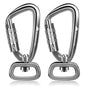 2 Pack Locking Carabiner Clip 2.5" with Swivel Ring for Securing Pets, Dog Leash Harness, Camping, Hiking, Keychains - color: Silver