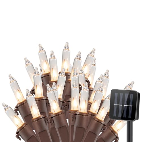 Vigdur Solar String Lights Outdoor - 28ft 70 Count String Lights on Brown Wire Cord, Solar Powered ChristmasLights for Patio Home Party Garden Decor - color: 28FT