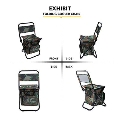 LEADALLWAY Fishing Chair with Cooler Bag Compact Fishing Stool Foldable Small Hunting Chair 12.2" Seat Depth,12.6" Seat Width - color: Camouflage