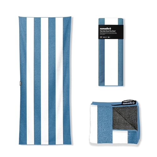 Nomadix Original Towel - Perfect for Beach, Pool, Travel, Camping, Yoga - Made with Recycled Materials - Super Absorbent - Sand Resistant - Classic Cabana Navy - 72.5x30 - color: Cabana Navy