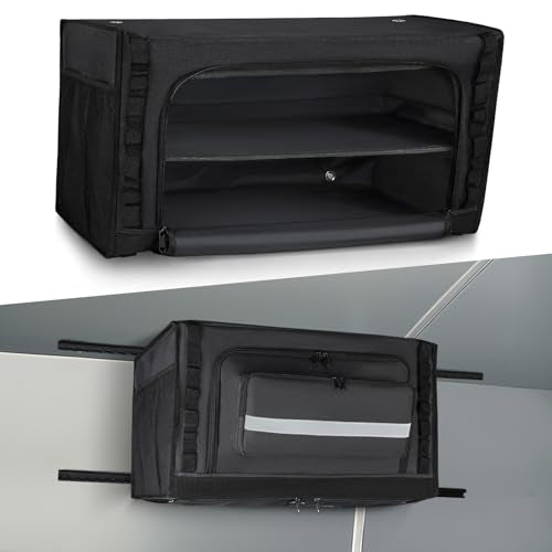 24" RV Overhead Storage Cabinet, Soft-Sided Overhead Organizer for Vans, RV Organizer Storage Cabinet Compatible with Mercedes-Benz Sprinter, Ford Transit & RAM Promaster Vans, Black - color: Black, size: 24 Inch