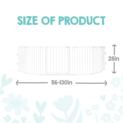 Regalo Safety 56"-130" Super Wide Baby Gate & Play Yard, 2-in-1 Adjustable Safety Gate for Doorways & Bottom of Stairs, Wall Mounted Room Divider, Includes Wall Mount Kit - color: White, style: 130"W x 28"H
